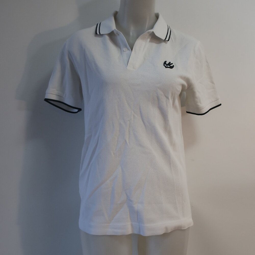 Mens McQ by Alexander McQueen White Black Cotton Polo Style Shirt S